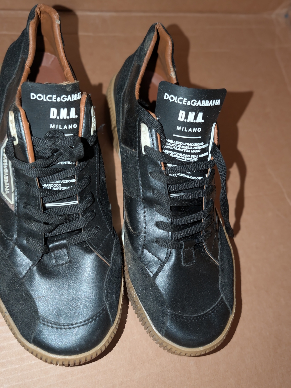 Dolce & Gabbana Black Sneakers with Tan Trim